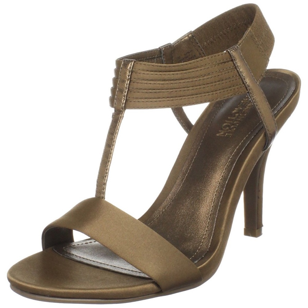 Kenneth Cole Reaction “Know Way” heeled sandal in bronze Sz 10